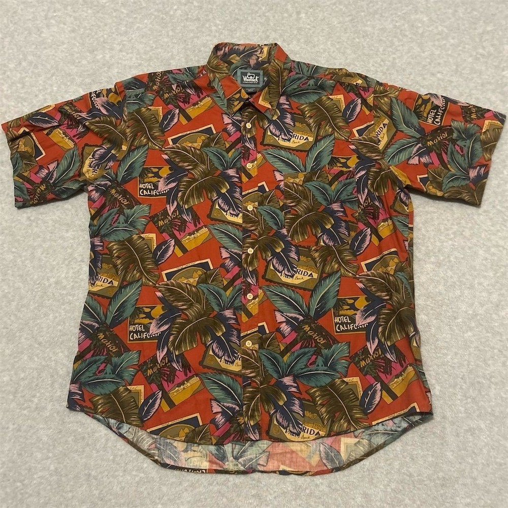 Vintage Woolrich Shirt Men's Extra Large Hawaiian Button-Up Floral Vibrant